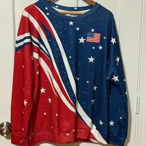 Charlie Kirk Patriotic Red and Blue Star Sweater